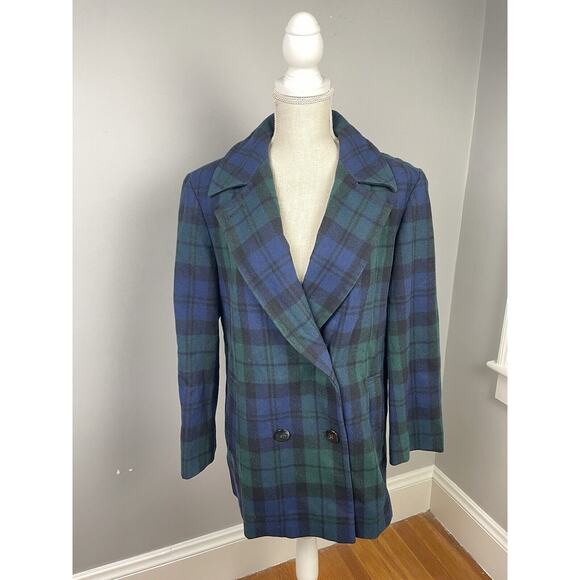 Pendleton Coat Jacket Womens Green/blue Tartan Plaid Wool Sz 8 - Picture 2 of 11